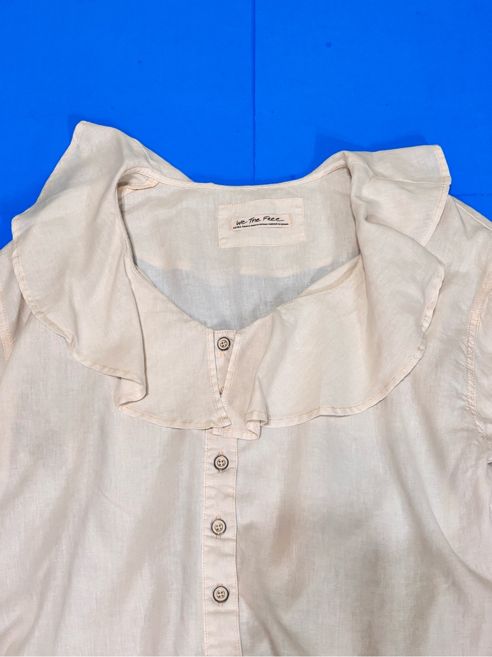 We The Free Cream Ruffled Bib Collar Blouse - Picture 13 of 16